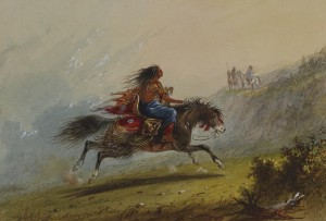 An Indian girl on horseback